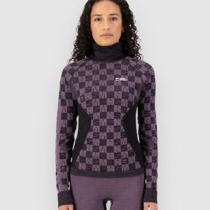 Mons Royale Ascender Merino Mock Neck Funktionsshirt mauve / black