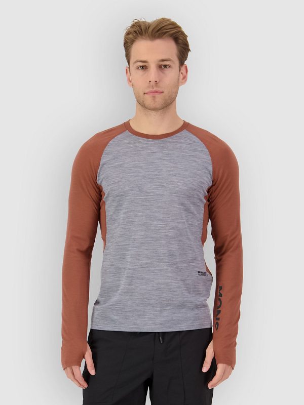 Mons Royale Temple Merino Long Sleeve Funktionsshirt cinnamon  /  grey heather
