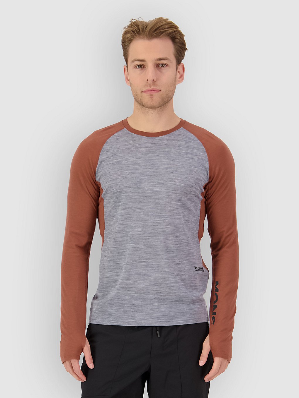 Mons Royale Temple Merino Long Sleeve Funktionsshirt cinnamon  /  grey heather