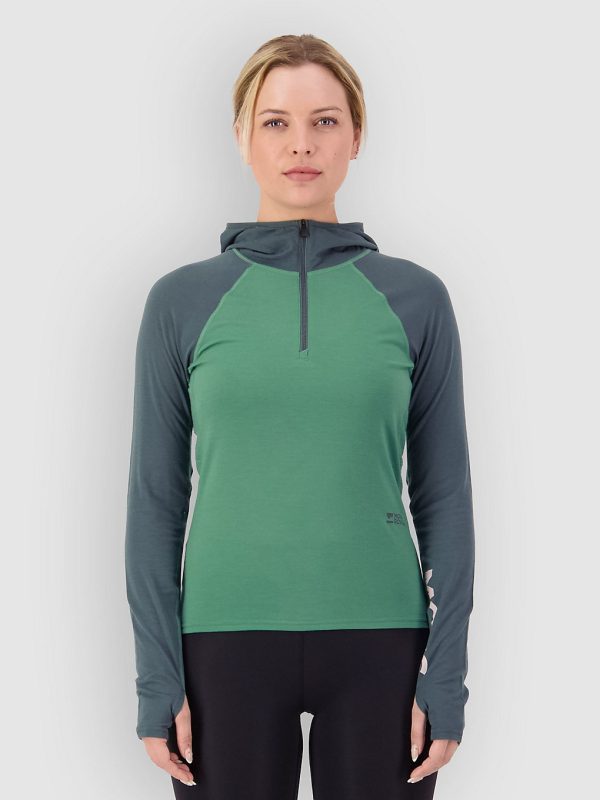 Mons Royale Bella Merino Hood Funktionsshirt deep jade / dark cypress