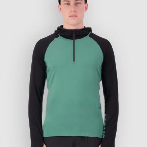 Mons Royale Temple Merino Long Sleeve Hood Funktionsshirt deep jade / black