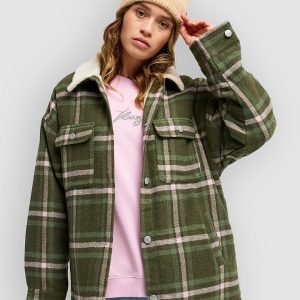 Roxy Passage Of Time Fleecejacke oil green chalet plaid