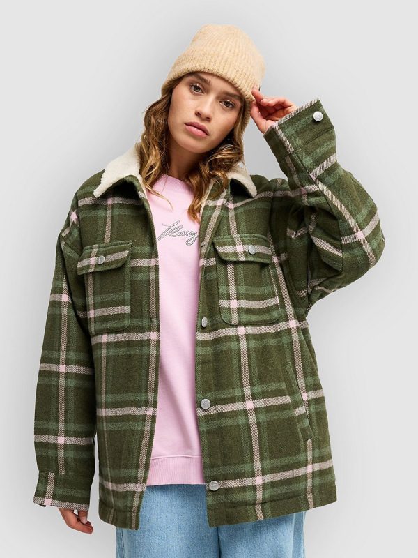 Roxy Passage Of Time Fleecejacke oil green chalet plaid