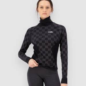 Mons Royale Ascender Merino Mock Neck Funktionsshirt forged iron / black