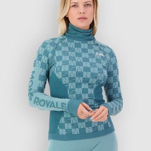 Mons Royale Ascender Merino Mock Neck Funktionsshirt light teal / jasper