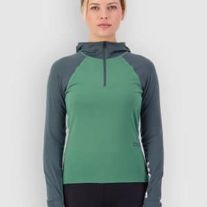 Mons Royale Bella Merino Hood Funktionsshirt deep jade / dark cypress