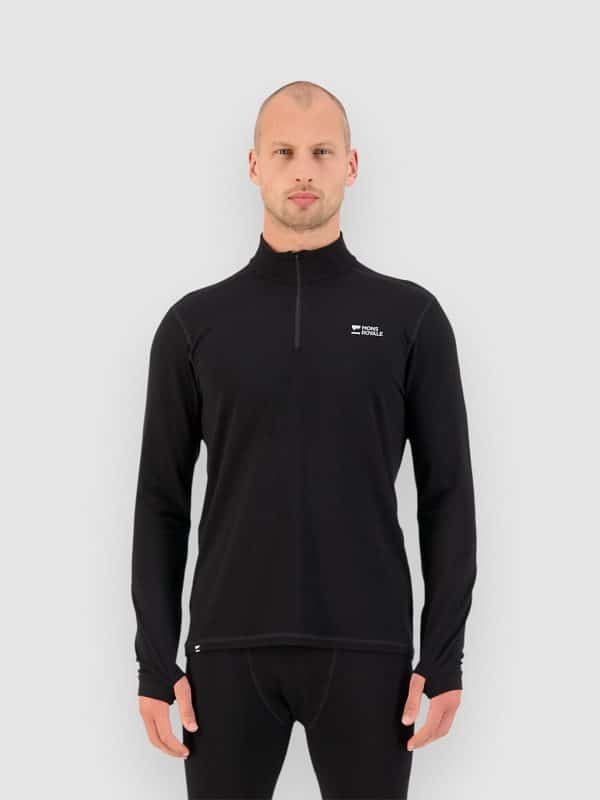 Mons Royale Cascade Merino 1/4 Zip Funktionsshirt black