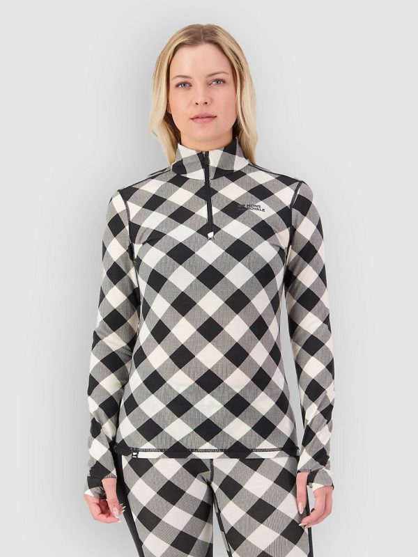 Mons Royale Cascade Merino 1/4 Zip Funktionsshirt check