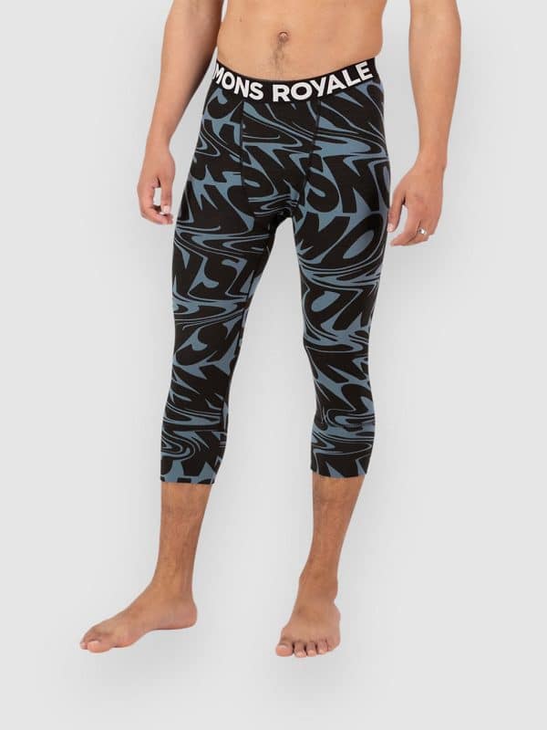 Mons Royale Merino Cascade Flex 3/4 Legging Funktionshose signal lost goblin blue
