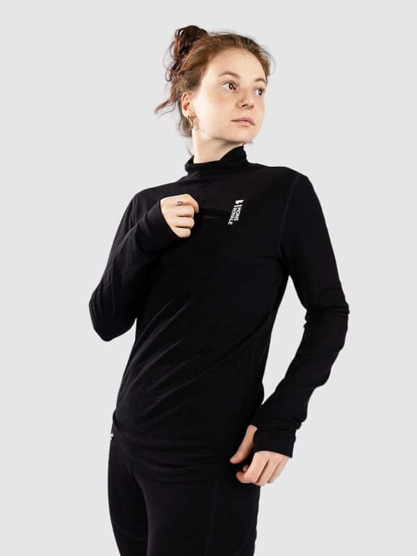 Mons Royale Merino Cascade Flex Mock Neck Funktionsshirt black