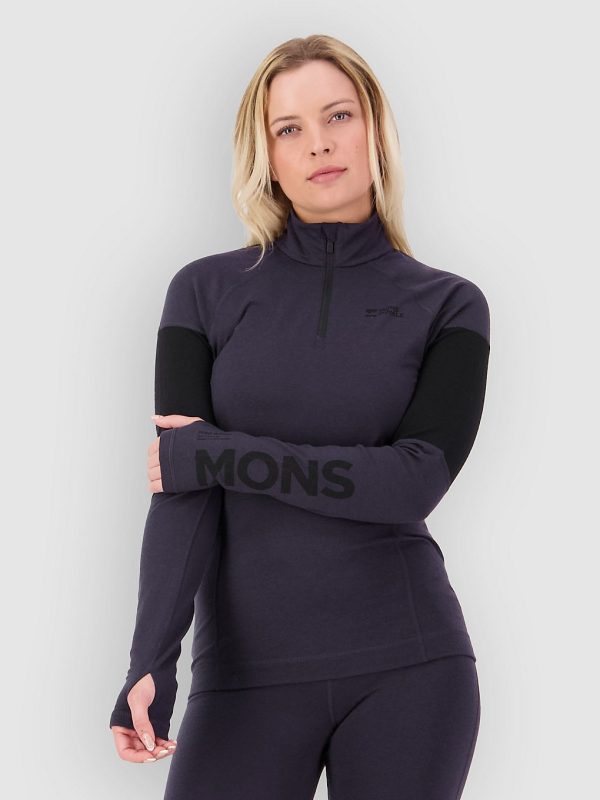 Mons Royale Olympus Merino 1/4 Zip Funktionsshirt 9 iron / black