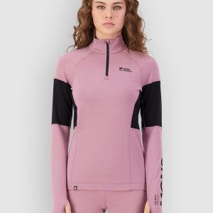 Mons Royale Olympus Merino 1/4 Zip Funktionsshirt sierra pink / black