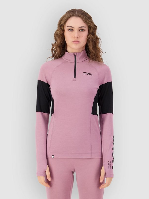 Mons Royale Olympus Merino 1/4 Zip Funktionsshirt sierra pink / black