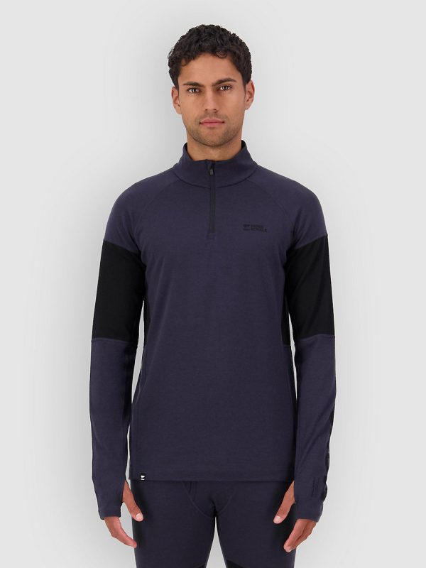 Mons Royale Olympus Merino 1/4 Zip Long Sleeve Funktionsshirt 9 iron / black