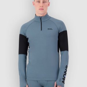 Mons Royale Olympus Merino 1/4 Zip Long Sleeve Funktionsshirt goblin blue / black