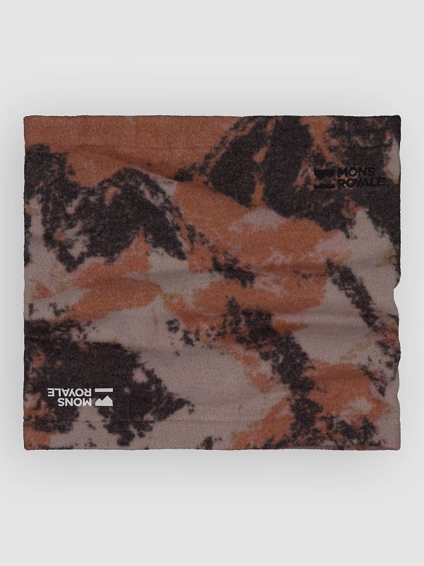 Mons Royale Pileup Wool Fleece Neck Warmer mtn camo orange