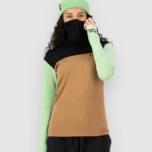 Mons Royale Yotei Merino High Neck Funktionsshirt matcha / toffee / black