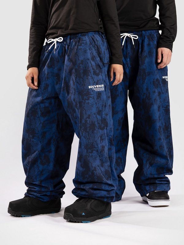 Souvenir Parachute Hose petrol blue blotch print