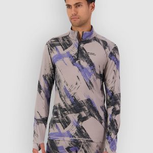 Mons Royale Cascade Merino 1/4 Zip Funktionsshirt paintbrush blue
