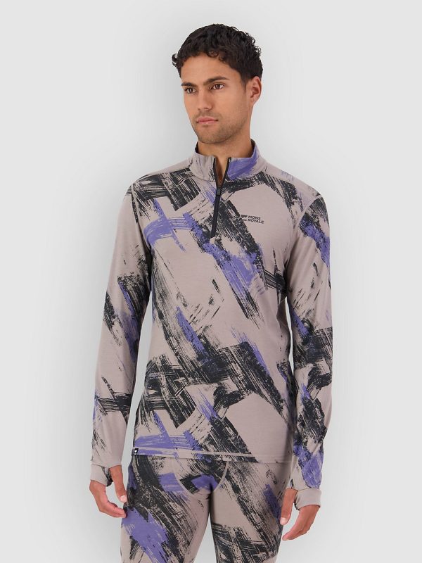 Mons Royale Cascade Merino 1/4 Zip Funktionsshirt paintbrush blue